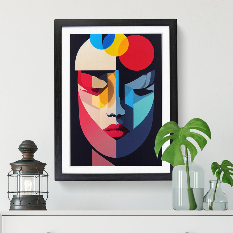 Surrealistic Woman 1 Piece Single Picture Frame Wall Art, 64cm H x 46cm W x 2cm D, Oak