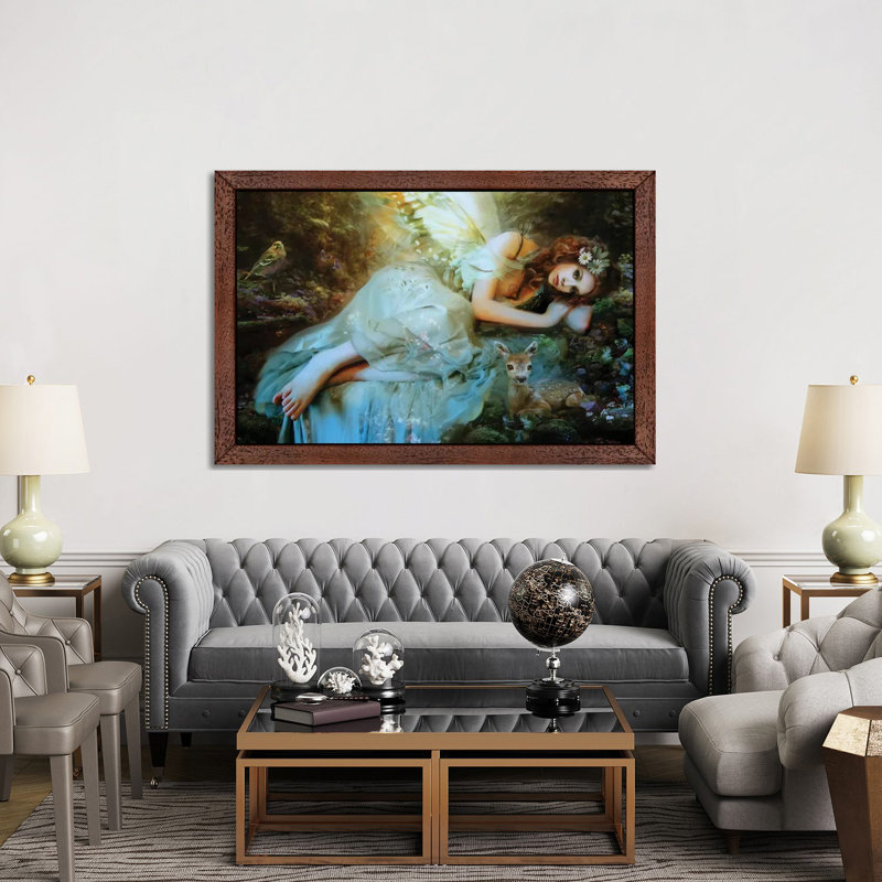 Spring Fairy by Bente Schlick - Print on Canvas, 66.04 cm H x 45.72 cm W, Brown Framed