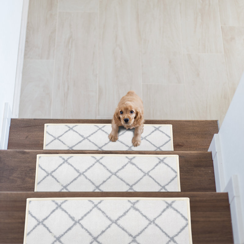 Tapis d’escalier antidérapant moderne en treillis Rummel