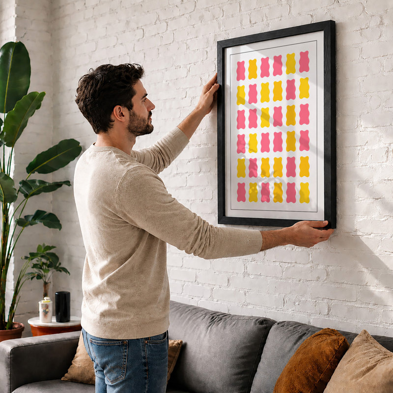 Gummy Bear Grid Modern - Print, A1 - 84.1 x 59.4 cm, White