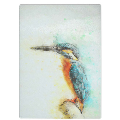 Tempered Glass Perched Kingfisher Chopping Board