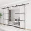 Porte de grange coulissante double en métal et en verre transparent avec ensemble de quincaillerie d'installation JUBEST, 2 ensembles de portes-85760822-106893888