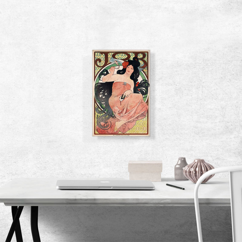 «JOB, Cigarette Paper Publicité 1894» par Alphonse Mucha - reproduction d'art sur toile tendue, H 18 po x l 12 po x P 0,75 po