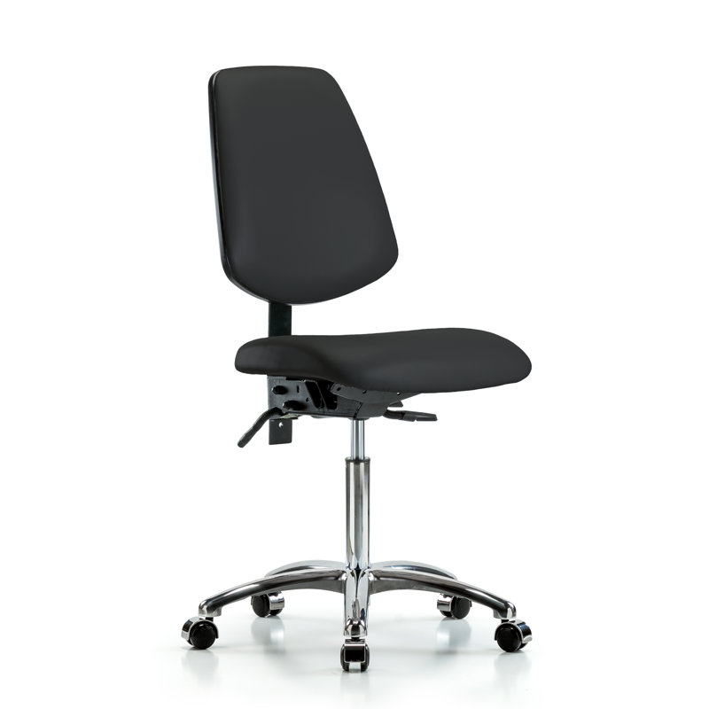 Elijah Vinyl Task Chair, Black, Casters, Not Included
