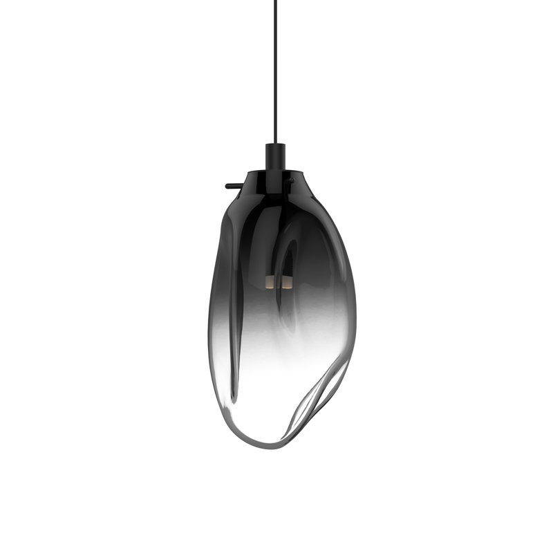 Liquid 1 - Light Satin Black Single Pendant, Smoke Fade, 10.75" H x 6" W x 6" D