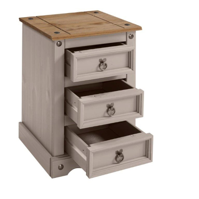 Palmea 45cm W Solid Wood Bedside Table, Grey
