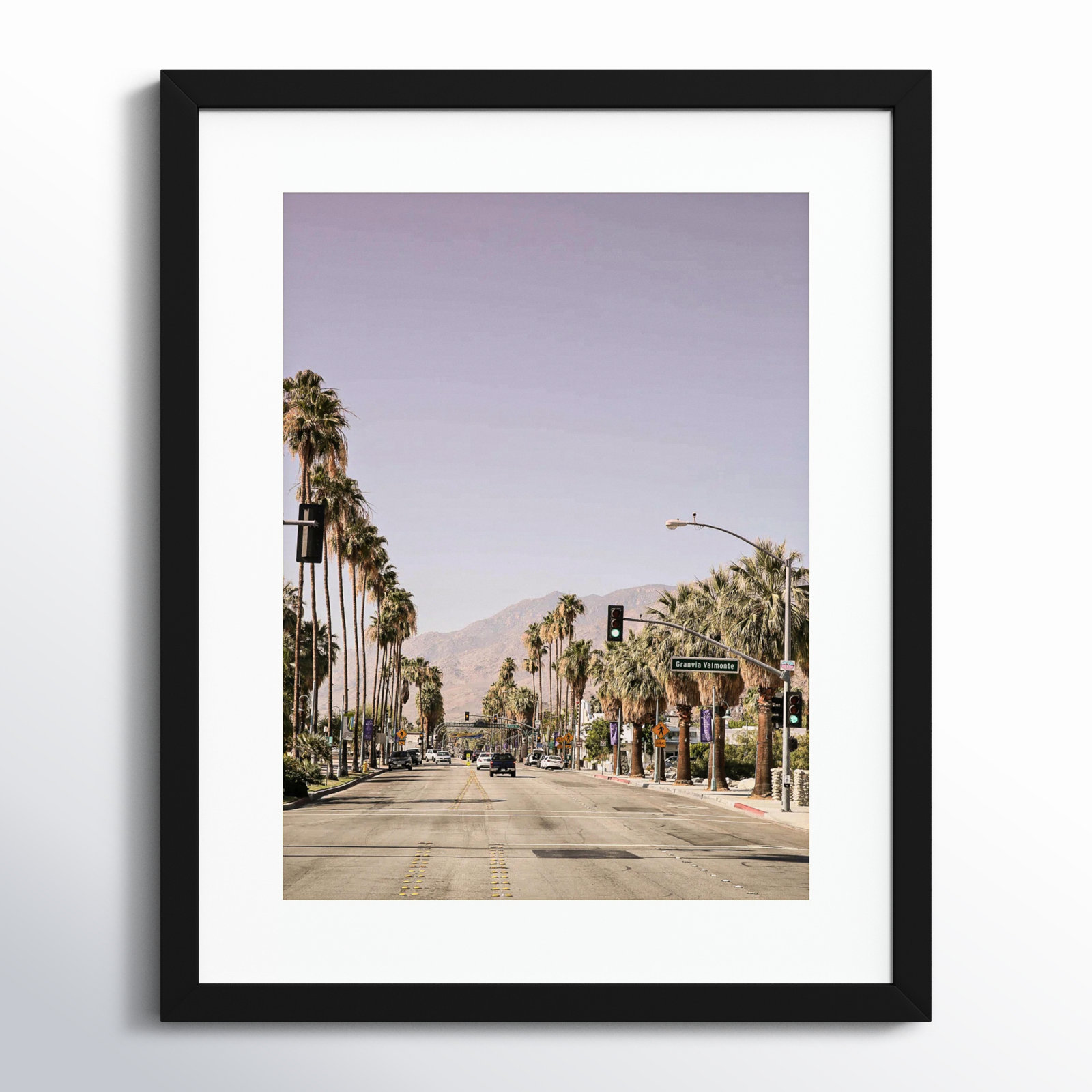 Daisey "Palm Spring Street" Print, 21" H x 17" W, Black