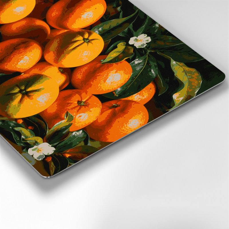 Fruit, mandarine, art mural en métal brun, H 24 po x l 36 po