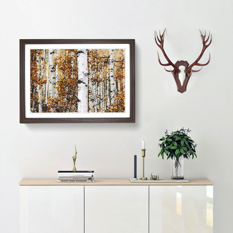 Birch Trees in Autumn - Framed Print, Walnut Framed, 45cm H x 63cm W x 2cm D