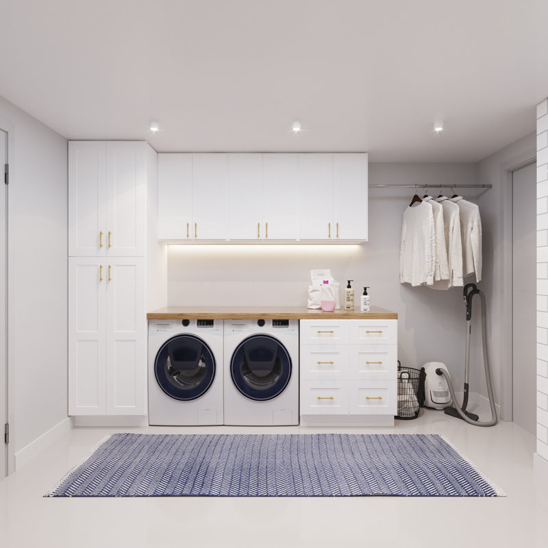 Cozy Design Recessed Panel 34.5'' H Plywood Standard Base Cabinet Ready-to-Assemble, Shaker White, 34.5" H x 24" W