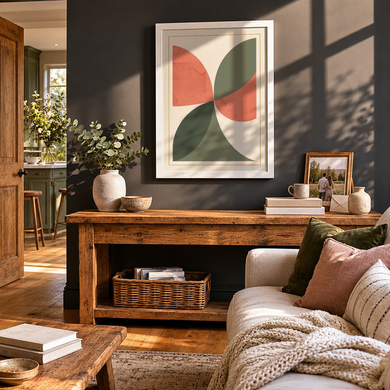 Pinwheel Geometry Mid-Century - Framed Print, A1 - 84.1 x 59.4 cm, White