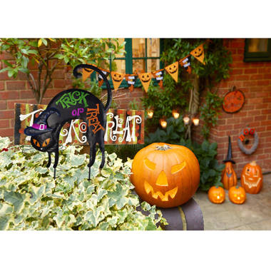 Black Cat Silhouette Garden Stakes, Halloween Decorative Metal