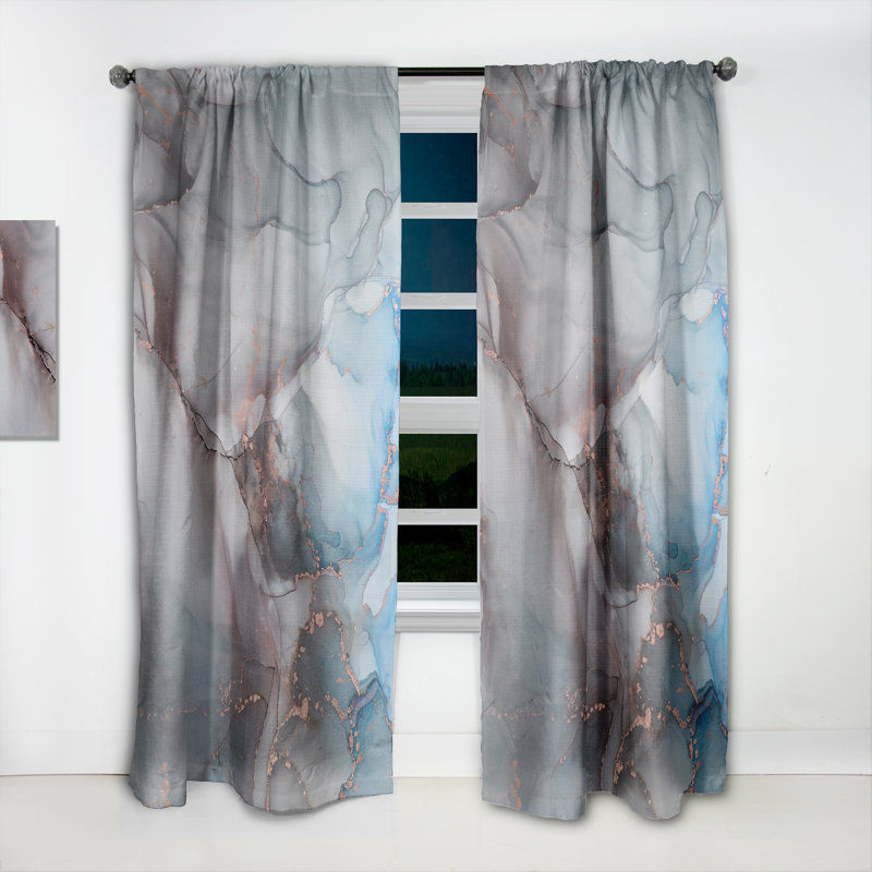 Gris et bleu liquide - rideau moderne - velours obscurcissant - 1 panneau, L 52 po x L 95 po
