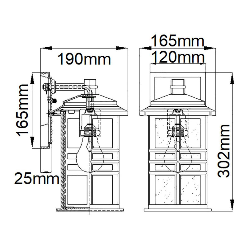 Kenwick Outdoor Wall Lantern, 30.2cm H x 16.5cm W x 19cm D, White