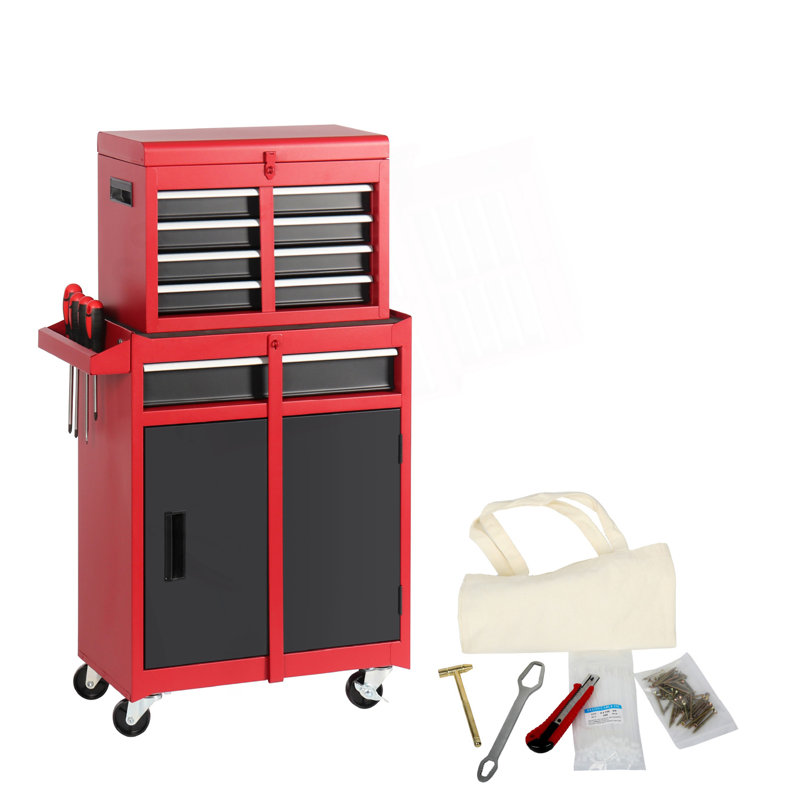 Tool Chest, 5-Drawer Rolling Tool Storage Cabinet, Red