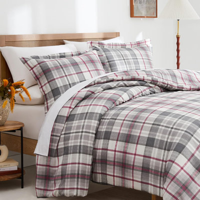 Ensemble de housse de couette en coton Southland Fine Linens Highland Gray 100% coton à longues fibres à densité de tissage 300 fils avec fermeture à boutons et attaches de coin, 1 housse de couette et 2 taies d'oreiller, double / grand