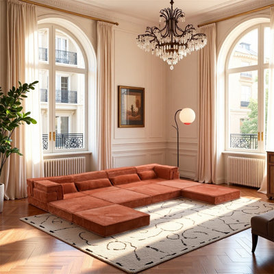 Extra-large Four-seater Bone-free Sectional Sofa With Footstool