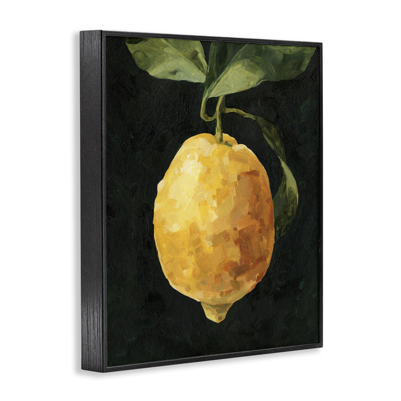 Art abstrait giclée au citron sur une vigne par Emma Caroline, Giclée encadrée noir minuit, H 30 po x l 24 po