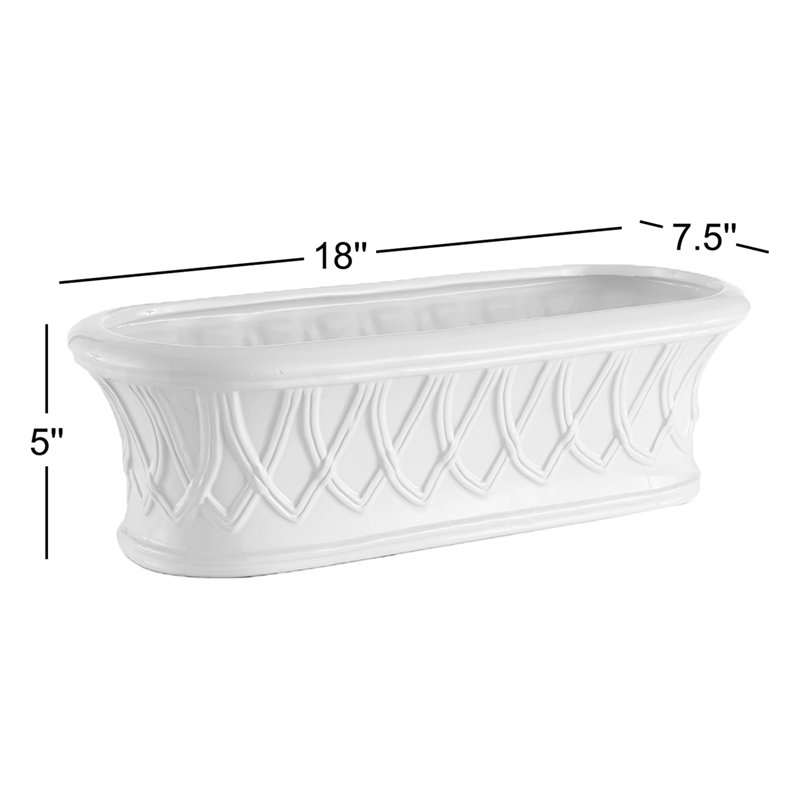 White Classic Oblong Ceramic Cachepot