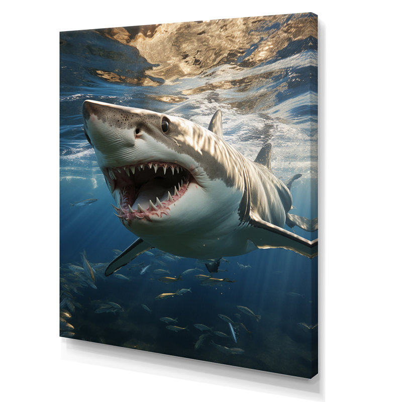 " Grey Blue Shark Elegance I ", Wrapped Canvas, 32" H x 16" W x 1" D