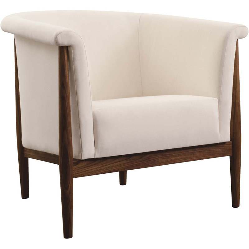 Walnut Grove Barrel Chair, Beige Polyester Blend 7605-15