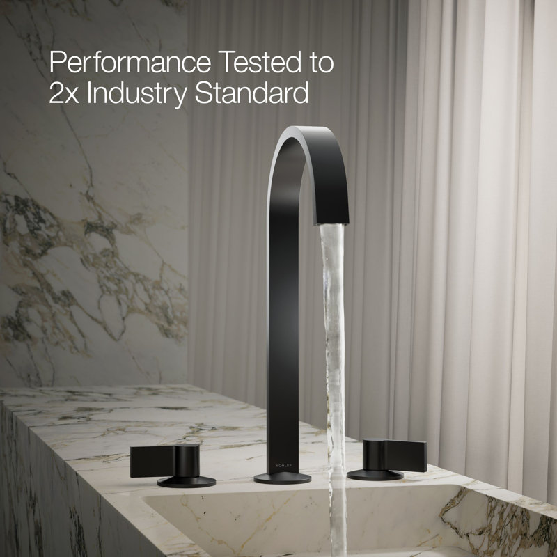 Components Bathroom Sink Spout With Ribbon Design, Matte Black