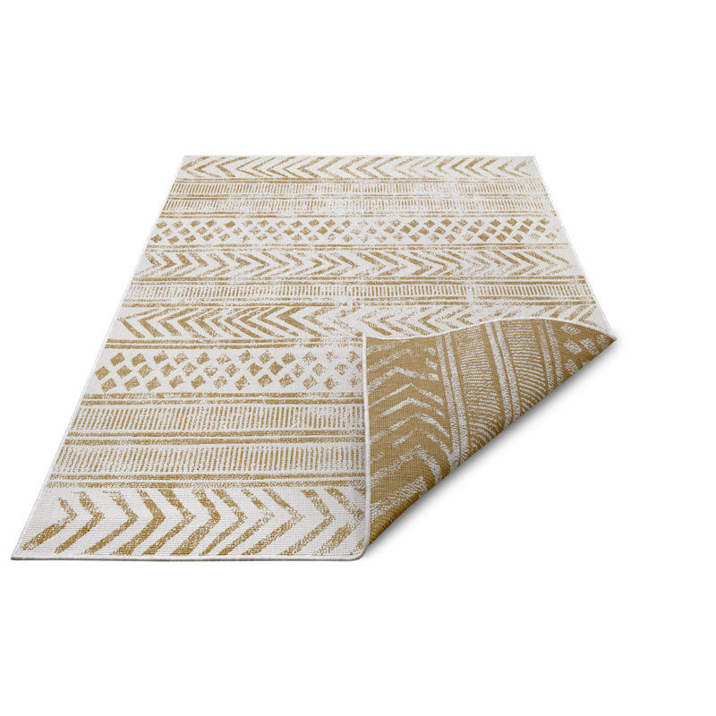 Reversible Flatweave Ocher/Ivory Rug, Rectangle 160 x 230cm