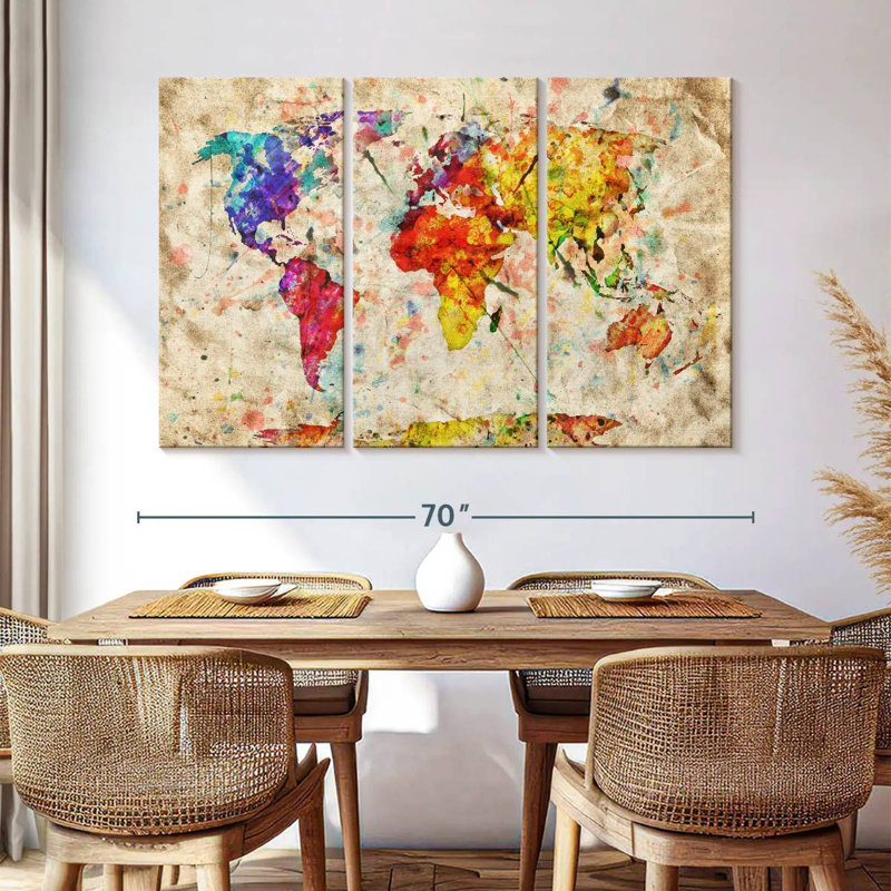 Aliaz Retro Expression World Map, 42" H x 65" W