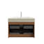 Meuble-lavabo 30 po, armoire de rangement flottante rayée en contreplaqué avec 2 tiroirs, plateau en pierre frittée à motif travertin avec vasque encastrée en céramique-689544242-689544244