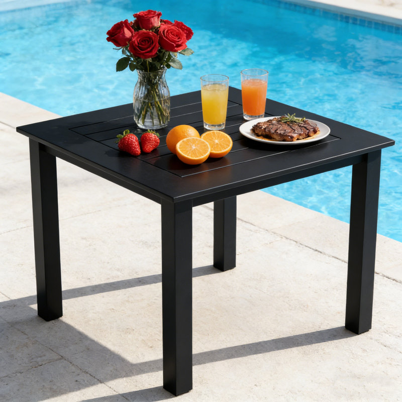 Ensembles de salle à manger d'extérieur imperméables toutes saisons - Ensembles de salle à manger d'extérieur modernes résistants à la rouille pour terrasse de jardin 1 table 4 chaises