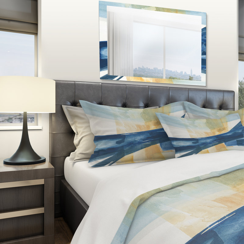 Indigo Panel III - Ensemble de housse de couette moderne Glam - Microfibre de polyester