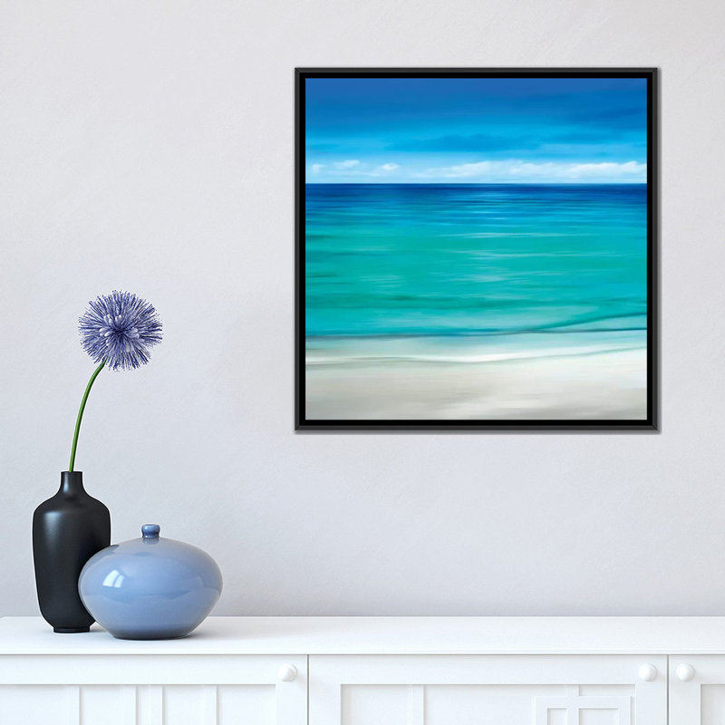 " Paradise II " by Jennifer Bailey, 18" H x 18" W x 1.5" D, Black Framed Canvas, No Mat