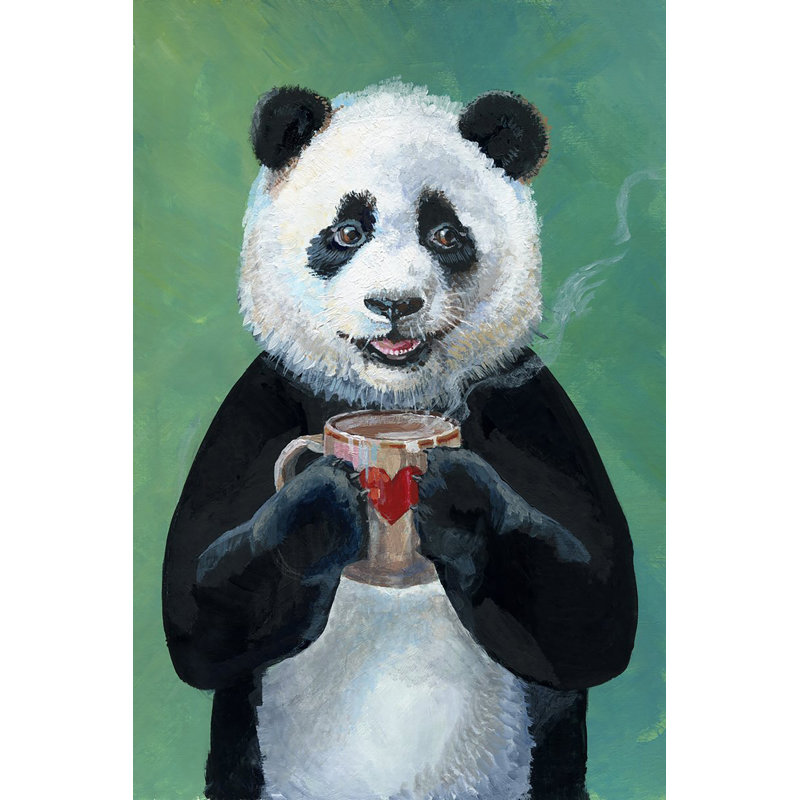 Panda Heart Mug - Wrapped Canvas Painting, 76cm H x 51cm W x 3.81 cm D
