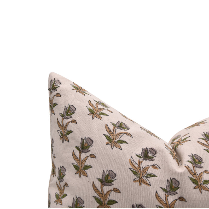 Housse de coussin en coton imprimé à la main avec coussin décoratif artisanal, H 36 po x l 14 po