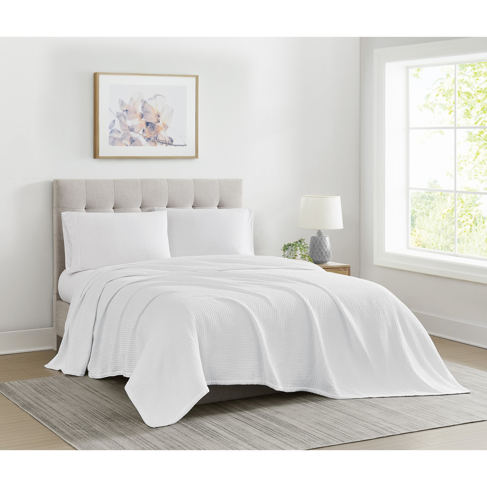 Cotton Throw Blanket, King, White