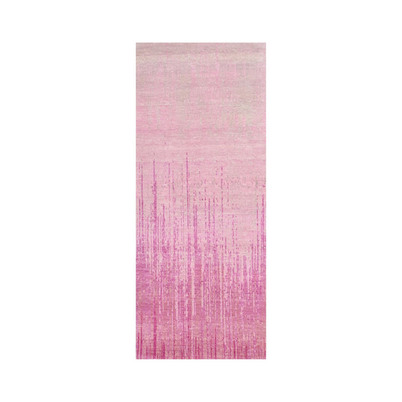 Tapis de couloir oriental en laine naturel noué à la main 2 pi 6 po x 6 po x 5 po rose 7E70CC1407F84C81A8C03CF8A427A453
