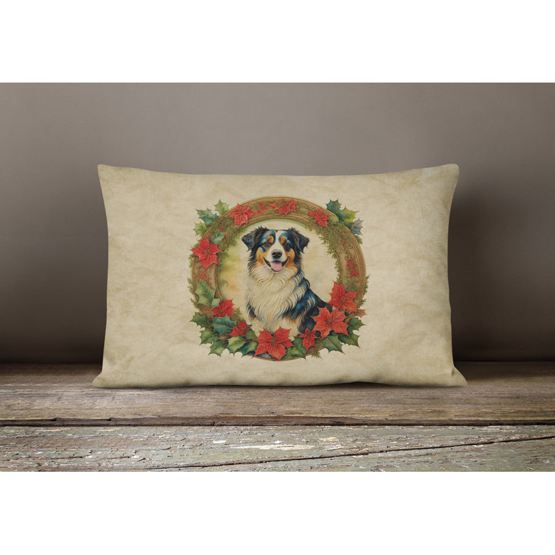 Coussin Christmas, 12 po x 16 po, Berger australien, Rectangulaire