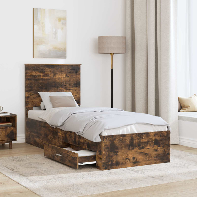 Bed, Silver/Smoked Oak, Small Single (2'6)