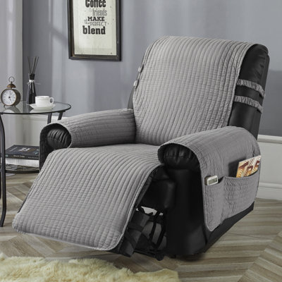 Housse pour fauteuil inclinable en coton avec broderie prélavée (gris, 23 po)