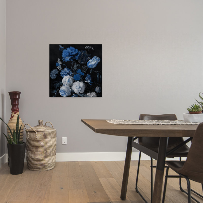 Art mural paysage floral bleu foncé, H 24 po x l 24 po