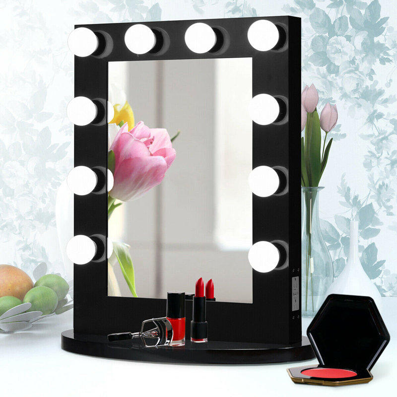 Cales Wood Flat Wall Mirror with Shelves
