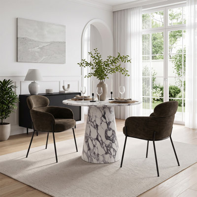 Ensemble de table de salle à manger 35 "avec fauteuils rembourrés