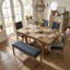 Ensemble de table de salle à manger extensible en bois massif avec base à tréteaux, chaises rembourrées et banc rembourré pour la cuisine et la salle à manger-131151222