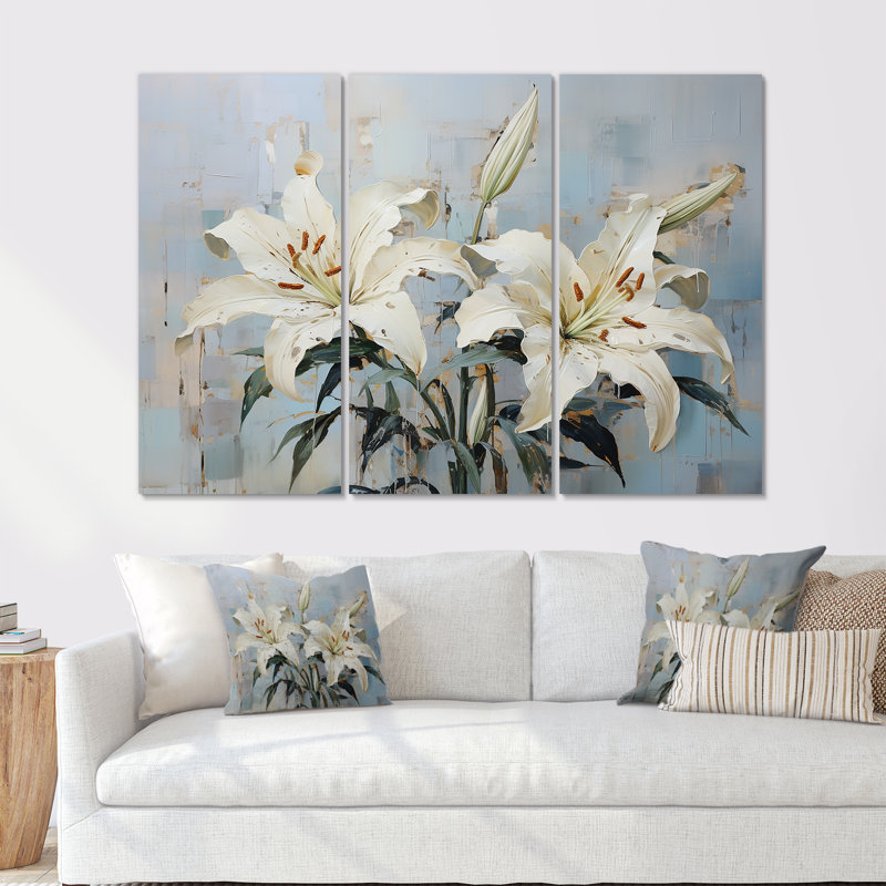 «Dreamy Serenade Of Lilies» - ensemble d'art sur toile, H 40 po x l 60 po x P 1 po