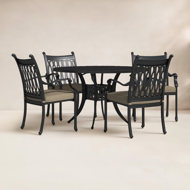 Brockport 4 - Person Patio Dining Set with Round Table , Sunbrella® Cushions Included
