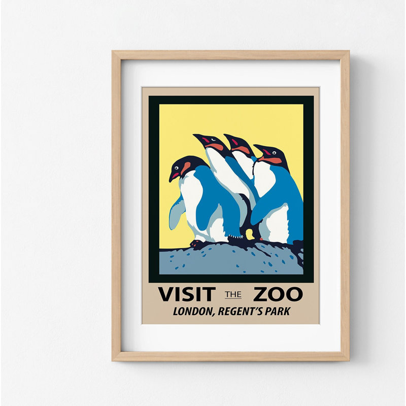 Affiche de pingouin pingouins, décor de pingouin mignon, art animalier de zoo, affiche encadrée de zoo, affiche rétro, impression de grand pingouin