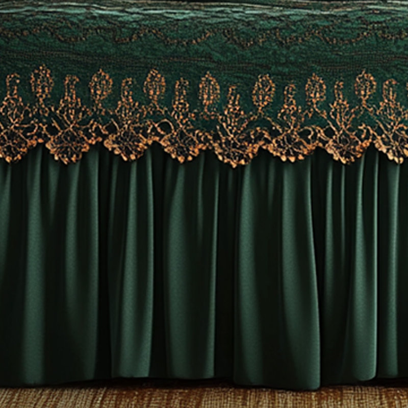 Jupe de lit brodée en dentelle dorée