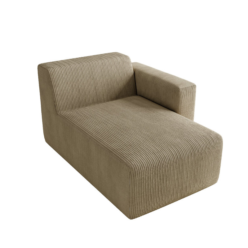 Upholstered Chaise Lounge, Right Hand Facing, Khaki
