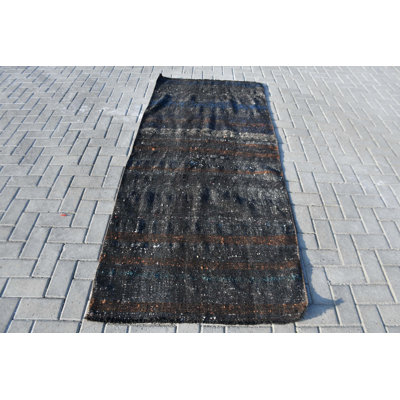 Tapis turc vintage à rayures - Design unique fait à la main avec des textures riches pour les espaces de vie brun / orange
