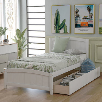 Lit plateforme simple avec deux tiroirs